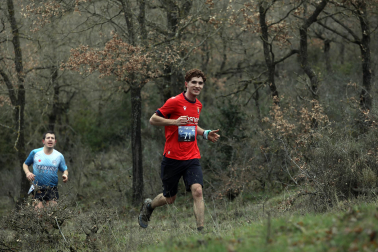 Participantes en la octava edición del Trail de Aibar sobre 18 kilómetros en una prueba disputada este domingo, 15 de febrero