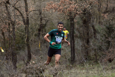Participantes en la octava edición del Trail de Aibar sobre 18 kilómetros en una prueba disputada este domingo, 15 de febrero