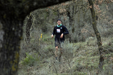 Participantes en la octava edición del Trail de Aibar sobre 18 kilómetros en una prueba disputada este domingo, 15 de febrero