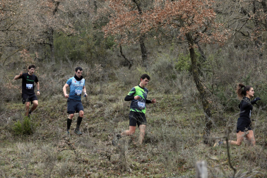 Participantes en la octava edición del Trail de Aibar sobre 18 kilómetros en una prueba disputada este domingo, 15 de febrero