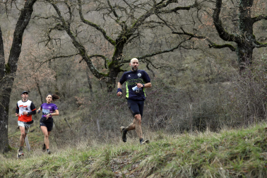 Participantes en la octava edición del Trail de Aibar sobre 18 kilómetros en una prueba disputada este domingo, 15 de febrero