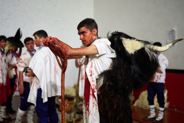 La localidad volvió a sucumbir este martes, 17 de febrero, al asedio de la intimidación personificada en la simbiosis bovina y humana. Los ocultos bajo su apariencia se embadurnaron con 60 litros de sangre en un año de hermanamiento con la localidad vizcaína de Galdakao, que ayudó a rescatar el Carnaval en 1982