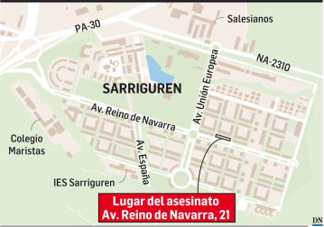 Mapa del lugar donde se ha producido el asesinato en Sarriguren, en la avenida Reino de Navarra, 21