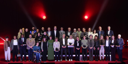 Reconocimiento a los deportistas destacados en el año 2025 durante la ceremonia celebrada en el pabellón Navarra Arena