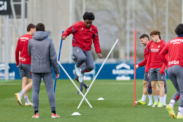 Foto del entrenamiento de Osasuna antes del partido ante el Valencia.