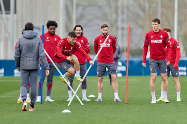 Foto del entrenamiento de Osasuna antes del partido ante el Valencia.