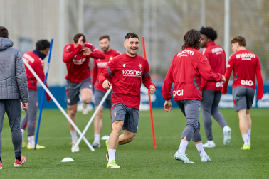 Foto del entrenamiento de Osasuna antes del partido ante el Valencia.