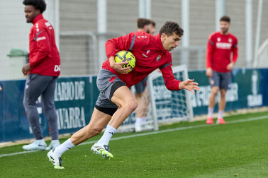 Foto del entrenamiento de Osasuna antes del partido ante el Valencia.