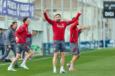 Foto del entrenamiento de Osasuna antes del partido ante el Valencia.