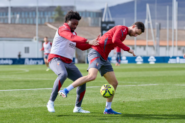 Foto del entrenamiento de Osasuna antes del partido ante el Valencia.