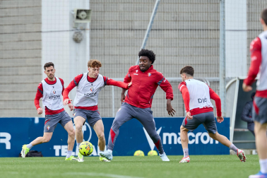 Foto del entrenamiento de Osasuna antes del partido ante el Valencia.