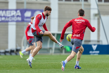 Foto del entrenamiento de Osasuna antes del partido ante el Valencia.