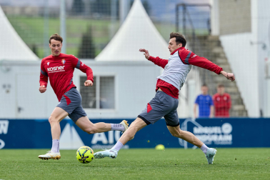 Foto del entrenamiento de Osasuna antes del partido ante el Valencia.