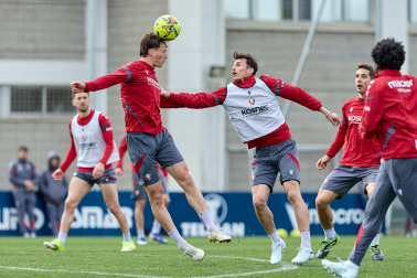Foto del entrenamiento de Osasuna antes del partido ante el Valencia.
