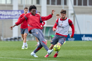 Foto del entrenamiento de Osasuna antes del partido ante el Valencia.
