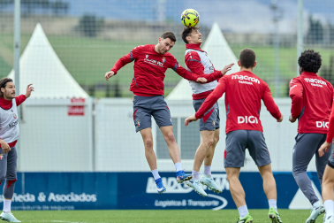 Foto del entrenamiento de Osasuna antes del partido ante el Valencia.
