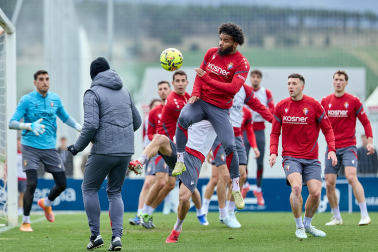 Foto del entrenamiento de Osasuna antes del partido ante el Valencia.