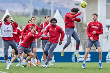 Foto del entrenamiento de Osasuna antes del partido ante el Valencia.