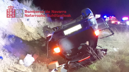 Foto del accidente con dos heridos en Valtierra.