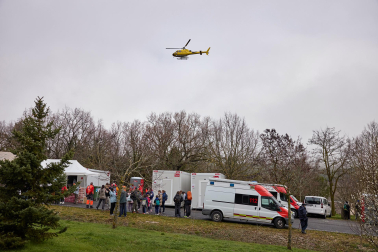 Peregrinos caminan rumbo a Javier en la primera de las jornadas celebrada este sábado, 7 de marzo