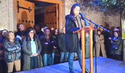Lectura del comunicado en la concentración en memoria de Sara Jiménez Jiménez