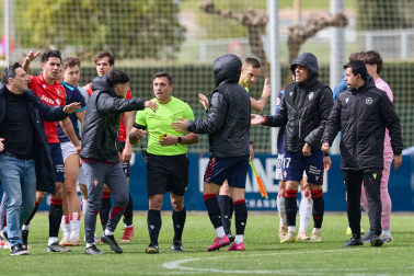 Braulio Vázquez, director deportivo de Osasuna, saltó al campo para calmar los ánimos