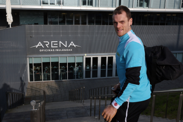 Unai Laso, antes del entrenamiento.