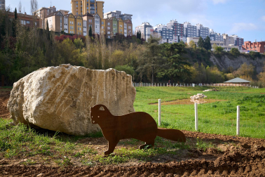 Fotos de la rehabilitación del molino de Ilundáin en el parque fluvial del Arga