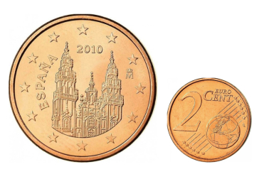 Cara nacional y común de la moneda de 2 céntimos de España