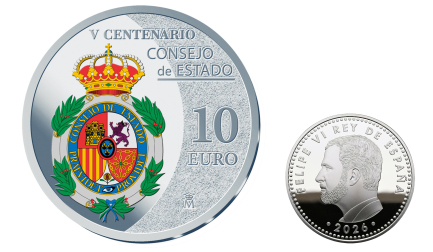 Anverso y reverso de la moneda conmemorativa del Consejo de Estado