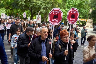 Fotos de la manifestación convocada por la Coordinadora de Plataformas Vecinales contra las plantas de biogás en Navarra