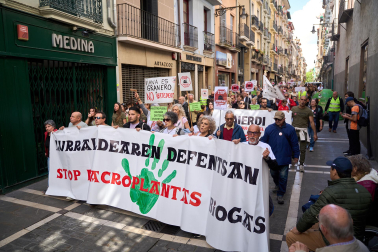 Fotos de la manifestación convocada por la Coordinadora de Plataformas Vecinales contra las plantas de biogás en Navarra