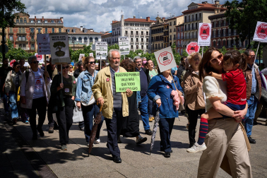 Fotos de la manifestación convocada por la Coordinadora de Plataformas Vecinales contra las plantas de biogás en Navarra