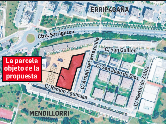 Mapa con la parcela objeto de la propuesta sombreada