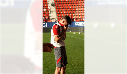 El canterano no pudo contener las lágrimas tras el entrenamiento con aficionados previo al vital encuentro de Getafe