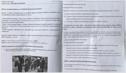 Las preguntas del examen de Historia de España de la PAU e junio de 2026