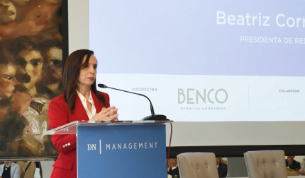 Beatriz Corredor participó el 4 de junio en un desayuno de trabajo organizado por Diario de Navarra con el patrocinio de Benco y la colaboración de Co.Ciudadana y el Hotel Tres Reyes bajo el título ‘La electrificación de la economía en Navarra’