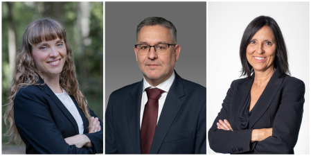 Isabel Vicente de Vera (CAT), el consejero Juan Luis García, y Eva Gómara (CEIN)A: CEDIDA