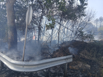 Fotos del incendio que se ha producido en Mañeru y ha cortado la A-12