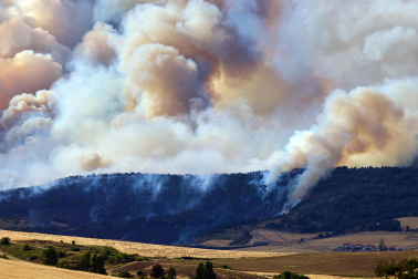 Fotos del incendio en Ezcabarte al norte del monte San Cristóbal