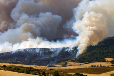 Fotos del incendio en Ezcabarte al norte del monte San Cristóbal