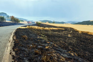 Fotos del incendio en Ezcabarte al norte del monte San Cristóbal