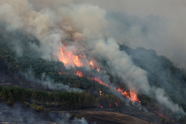 Fotos del incendio en Ezcabarte al norte del monte San Cristóbal