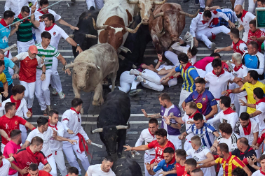 Primer encierro de San Fermín 2026 en el tramo de Telefónica.