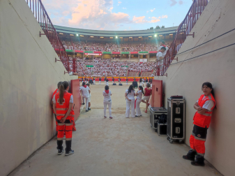 Plaza de toros de Pamplona una hora antes del segundo encierro de 2026.
