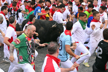 Segundo encierro de San Fermín 2026 en la zona de Telefónica.