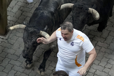 Segundo encierro de San Fermín 2026 con toros de Cebada Gago.