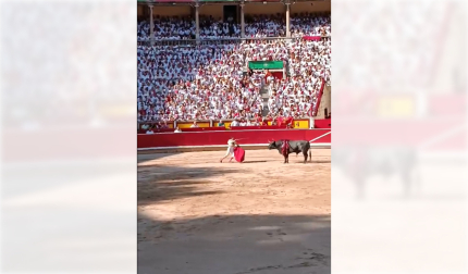 El diestro entra a matar a su primer toro