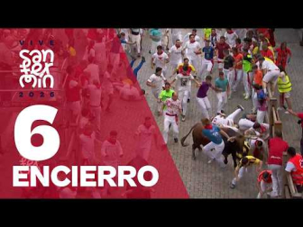El sexto encierro ha durad dos minutos, 23 segundos y ha sido protagonizado por los toros de La Palmosilla