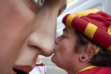 Foto de la salida de gigantes y cabezudos el 13 de julio de San Fermín 2026